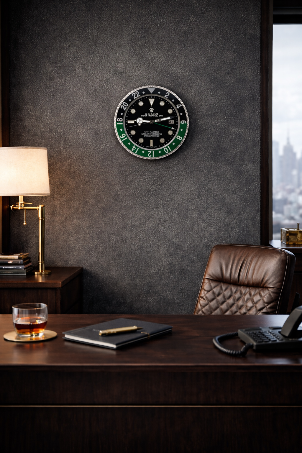 GMT Sprite–Style Wall Clock – Black & Green